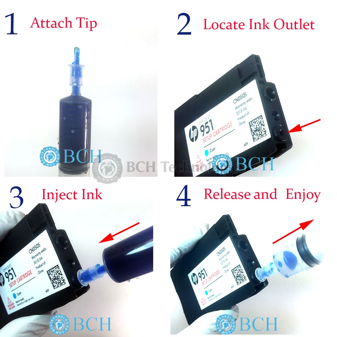 Refill Instructions for HP 903XL 907XL 950 XL 951 XL 953 XL 957 XL